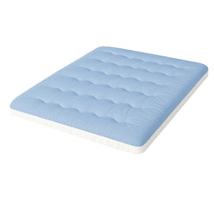 Giselle Bedding Pillowtop Mattress Topper 5cm Reversible Cooling & Soft Coral Fleece Pad for Back Pain Relief, Washable Skin-