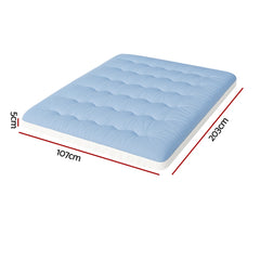 Giselle Bedding Pillowtop Mattress Topper 5cm Reversible Cooling & Soft Coral Fleece Pad for Back Pain Relief, Washable Skin-