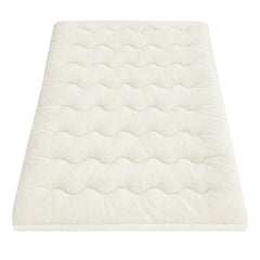 Giselle Bedding Pillowtop Mattress Topper 5cm Reversible Cooling & Soft Coral Fleece Pad for Back Pain Relief, Washable Skin-