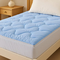 Giselle Bedding Pillowtop Mattress Topper 5cm Reversible Cooling & Soft Coral Fleece Pad for Back Pain Relief, Washable Skin-