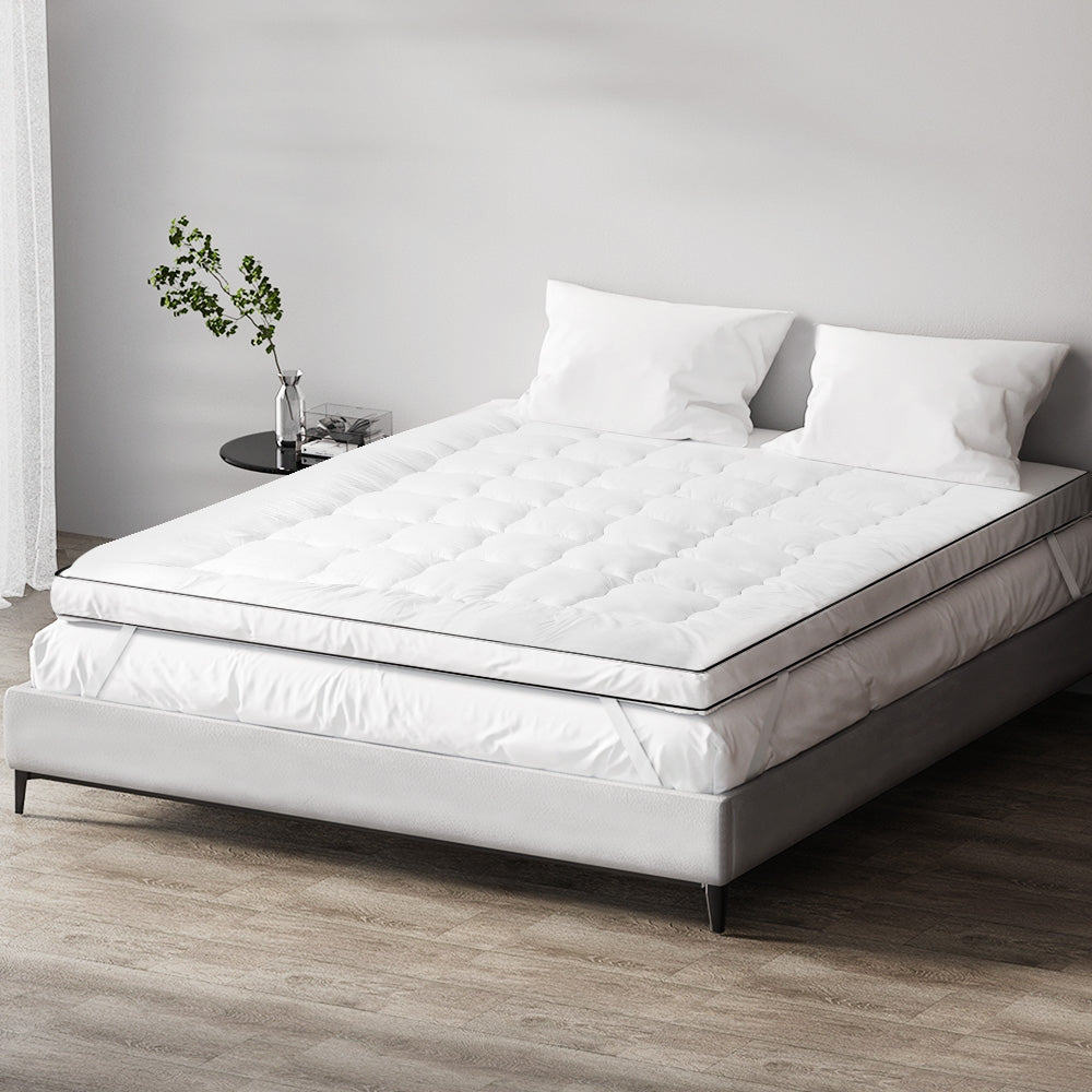 Giselle Bedding Pillowtop Mattress Topper 5cm Thick Mattress Pad for Back Pain Relief & Old Beds Machine Washable 500GSM Brea
