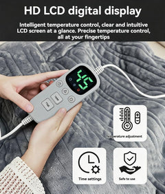 Electric Heated Blanket Smart Thermostatic Intelligent Timing Automatic - Gray - Size 1.5-1.8m