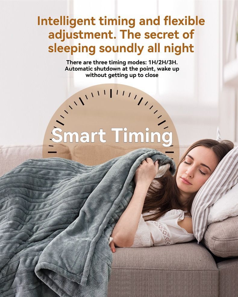 Electric Heated Blanket Smart Thermostatic Intelligent Timing Automatic - Beige - Size 1.5-1.8m