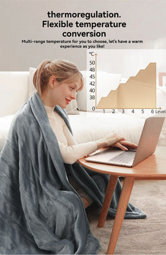 Electric Heated Blanket Smart Thermostatic Intelligent Timing Automatic - Gray - Size 1.5-1.8m