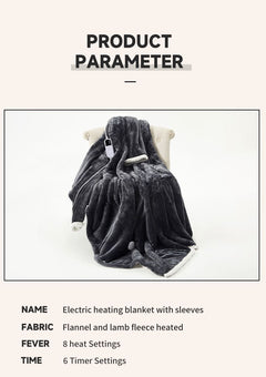 Wearable Heated Blanket Blanket With Sleeves Heated Throw Temperature - Gray - Size 127-177cm