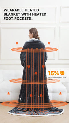 Wearable Heated Blanket Blanket With Sleeves Heated Throw Temperature - Gray - Size 127-177cm