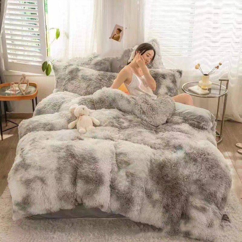 Tie-Dye Bedding Set Three-Piece Bedding Set Soft Bedding Trendy Bedding Home - Dark green - Size 150*200cm