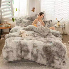 Tie-Dye Bedding Set Three-Piece Bedding Set Soft Bedding Trendy Bedding Home - Dark green - Size 150*200cm