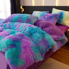 Tie-Dye Bedding Set Three-Piece Bedding Set Soft Bedding Trendy Bedding Home - Dark green - Size 200*240cm