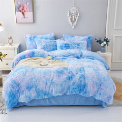 Tie-Dye Bedding Set Three-Piece Bedding Set Soft Bedding Trendy Bedding Home - Starry - sky Blue - Size 200*240cm