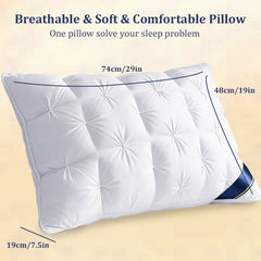 Luxury Pillow Quilted Pillow High-Quality Pillow Comfortable Pillow Bedding - White - Size 800g high pillow