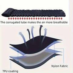 Camping Inflatable Mattress Breathable Camping Mattress Nylon Fabric Inflatable - Cyan - Size 190cm