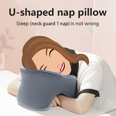 Ergonomic U-shaped core pillow for napping – Lightweight, dry clean only, synthetic fiber cover – Ideal for office, travel, c