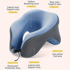 Ergonomic U-shaped core pillow for napping – Lightweight, dry clean only, synthetic fiber cover – Ideal for office, travel, c
