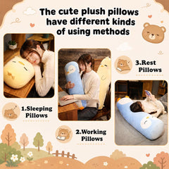 Long-Shaped Pillow Plush Pillow Hugging Pillow Soft Pillow Sleeping Pillow Gift - Brown - Size 33in
