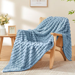 Updated Grey Throw Blanket for Couch and Bed- Super Soft and Warm 3D Checkered Fluffy Fuzzy Fleece Blanket, Luxurious Plush C