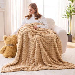 Updated Grey Throw Blanket for Couch and Bed- Super Soft and Warm 3D Checkered Fluffy Fuzzy Fleece Blanket, Luxurious Plush C