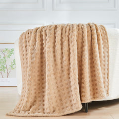 Updated Grey Throw Blanket for Couch and Bed- Super Soft and Warm 3D Checkered Fluffy Fuzzy Fleece Blanket, Luxurious Plush C