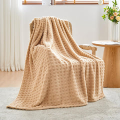 Updated Grey Throw Blanket for Couch and Bed- Super Soft and Warm 3D Checkered Fluffy Fuzzy Fleece Blanket, Luxurious Plush C