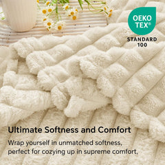 Updated Grey Throw Blanket for Couch and Bed- Super Soft and Warm 3D Checkered Fluffy Fuzzy Fleece Blanket, Luxurious Plush C