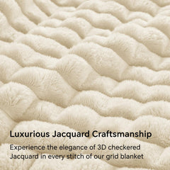 Updated Grey Throw Blanket for Couch and Bed- Super Soft and Warm 3D Checkered Fluffy Fuzzy Fleece Blanket, Luxurious Plush C