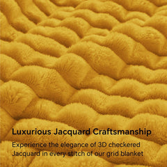 Updated Grey Throw Blanket for Couch and Bed- Super Soft and Warm 3D Checkered Fluffy Fuzzy Fleece Blanket, Luxurious Plush C