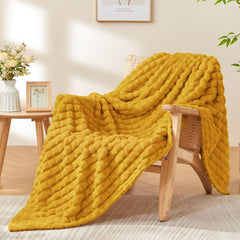 Updated Grey Throw Blanket for Couch and Bed- Super Soft and Warm 3D Checkered Fluffy Fuzzy Fleece Blanket, Luxurious Plush C