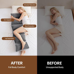 6-Segment Adjustable Weighted Body Pillow for Anxiety Adults, 10lbs | Modular Sensory Pillow with Velvet Cover, Customizable 