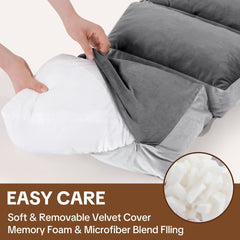 6-Segment Adjustable Weighted Body Pillow for Anxiety Adults, 10lbs | Modular Sensory Pillow with Velvet Cover, Customizable 