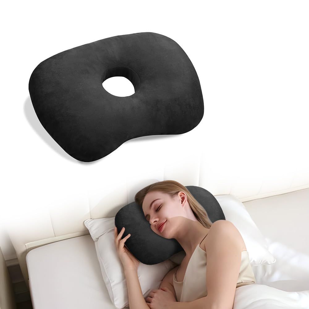 Ear Piercing Hole Pillows Side Sleeper Pillow with an Ear Hole for CNH Side Sleepers and Ear Inflammation Pressure Sores, Adj