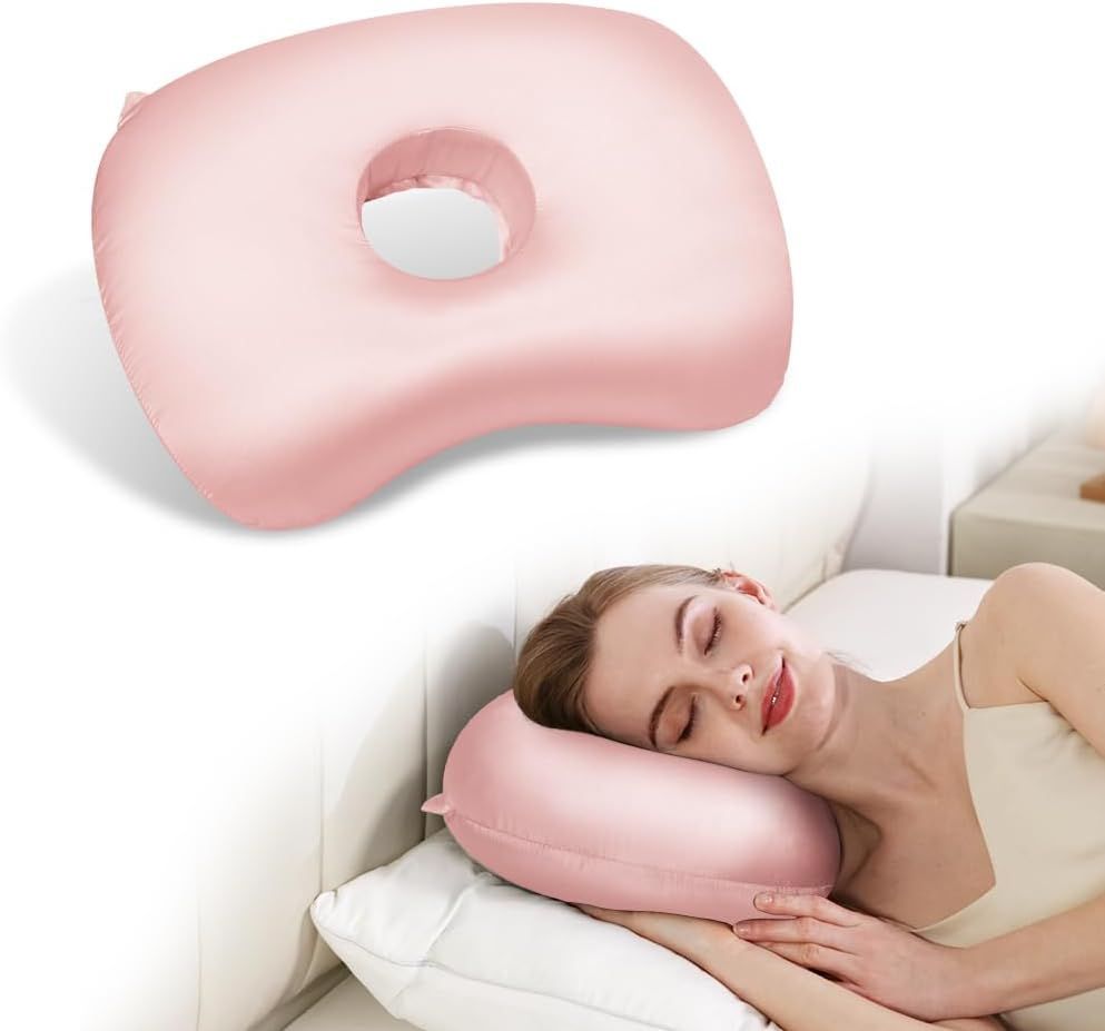 Ear Piercing Hole Pillows Side Sleeper Pillow with an Ear Hole for CNH Side Sleepers and Ear Inflammation Pressure Sores, Adj