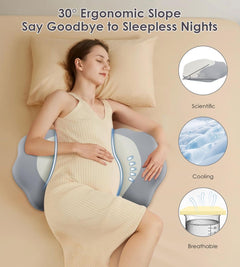 Pregnancy Pillows for Sleeping, Memory Foam Maternity Pillow Support for Back Belly HIPS, Adjustable Travel Wedge Pillow for 