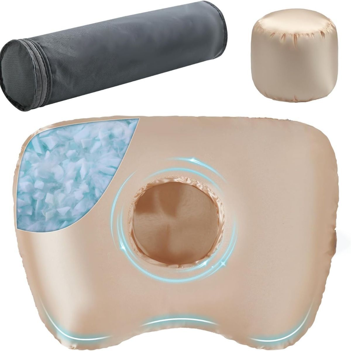 Piercing Pillow - Ear Piercing Pillow With Foam Plug, Adjust Shredded Memory Foam Picrcing Pillow For Side Sleepers, Donut Pi