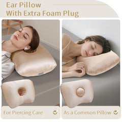 Piercing Pillow - Ear Piercing Pillow With Foam Plug, Adjust Shredded Memory Foam Picrcing Pillow For Side Sleepers, Donut Pi