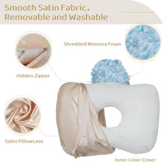 Piercing Pillow - Ear Piercing Pillow With Foam Plug, Adjust Shredded Memory Foam Picrcing Pillow For Side Sleepers, Donut Pi