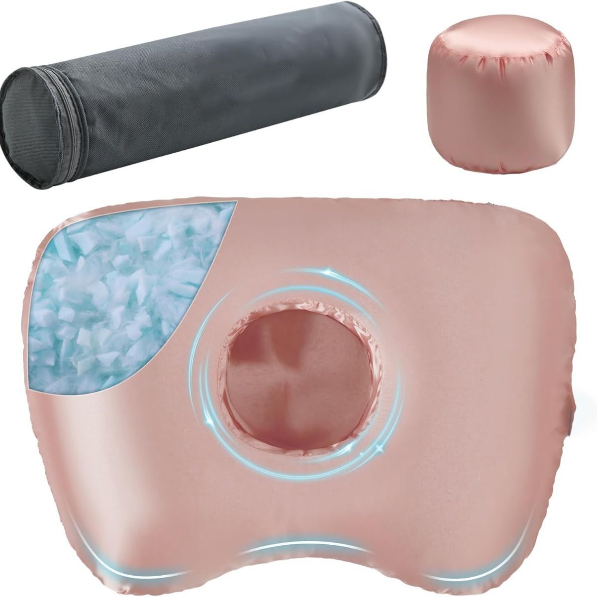 Piercing Pillow - Ear Piercing Pillow With Foam Plug, Adjust Shredded Memory Foam Picrcing Pillow For Side Sleepers, Donut Pi