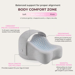 Side Sleeper Knee Pillow Hip Pain Relief Sciatica Pain Relief Ergonomic Leg - White - Size 35cm*25cm*16cm