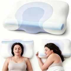 Cervical Neck Pillow - Memory Foam Pillows for Ergonomic Orthopedic Pillow for Neck Pain Relief, Double - Sided Design Shape 