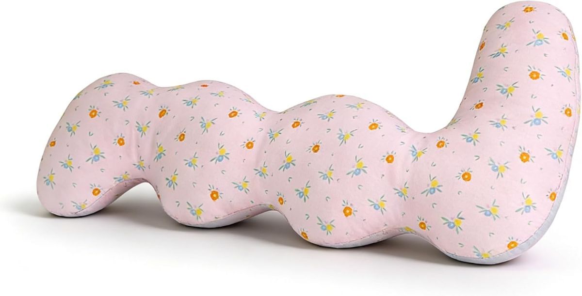 Long Rectangular Leg Pillow for Side Sleeping, Breathable Summer Cushion with Removable Washable Cover, Slim Lightweight Supp