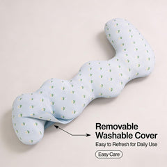 Long Rectangular Leg Pillow for Side Sleeping, Breathable Summer Cushion with Removable Washable Cover, Slim Lightweight Supp