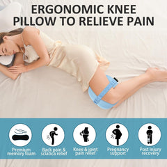 Side Sleeper Knee Pillow, Memory Foam Leg Pillow, Ergonomic Between Leg Pillow Eases Back Hip Pain, Spine Alignment Sciatica 