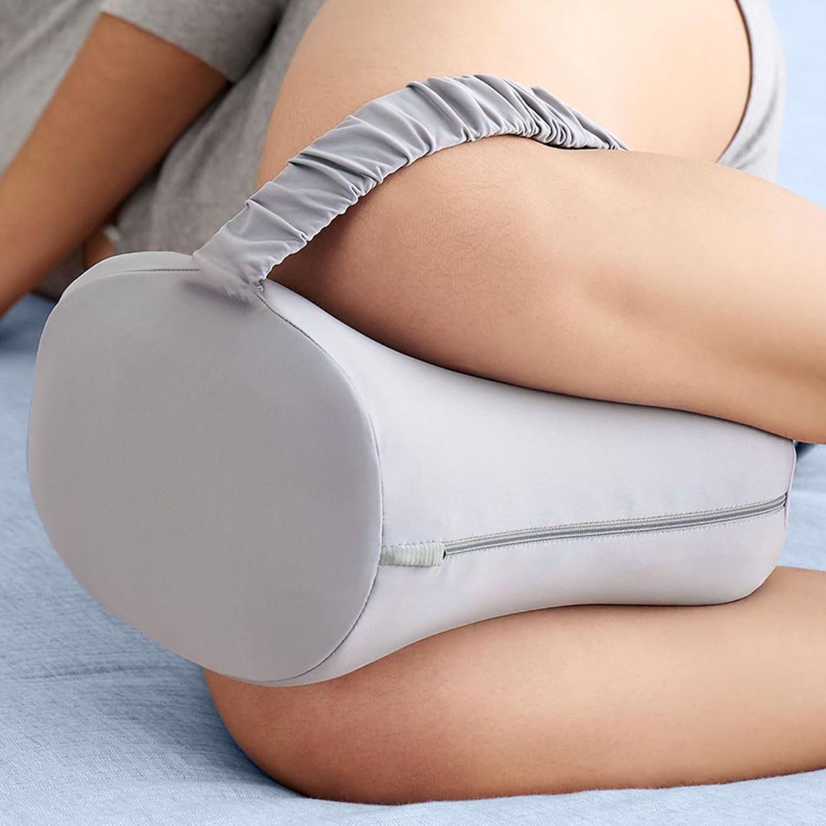 Knee Pillow for Side Sleepers, Memory Foam Leg Pillow with Adjustable & Detachable Strap, Ergonomic Support for Back, Hip, Kn
