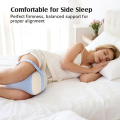 Knee Pillow for Side Sleepers, Memory Foam Leg Pillow with Adjustable & Detachable Strap, Ergonomic Support for Back, Hip, Kn