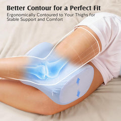 Knee Pillow for Side Sleepers, Memory Foam Leg Pillow with Adjustable & Detachable Strap, Ergonomic Support for Back, Hip, Kn