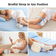 Knee Pillow for Side Sleepers, Memory Foam Leg Pillow with Adjustable & Detachable Strap, Ergonomic Support for Back, Hip, Kn