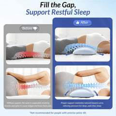 Inflatable Lumbar Support Pillow for Bed with Customized Lower Back Pain Relief & Support, Memory Foam Back Support for Side 