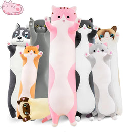 Long Cat Plush Pillow Cat Plush Toy PP Fabric Pillow Soft Cat Pillow Cat-Themed - Pink - Size 59