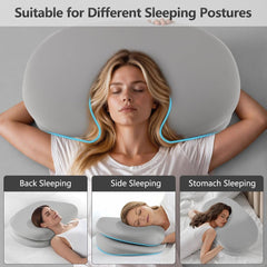 Cooling Memory Foam Pillow – 6-in-1 Adjustable Height & Firmness for All Sleep Positions (Gray)