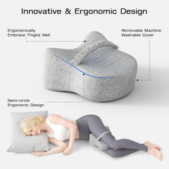 Legacy Leg & Knee Foam Support Pillow for Side Sleepers Soothing Relief for Back, Hips, Knees, Joints, Nerves & Muscles - Blu
