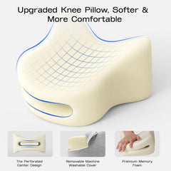 Legacy Leg & Knee Foam Support Pillow for Side Sleepers Soothing Relief for Back, Hips, Knees, Joints, Nerves & Muscles - Whi